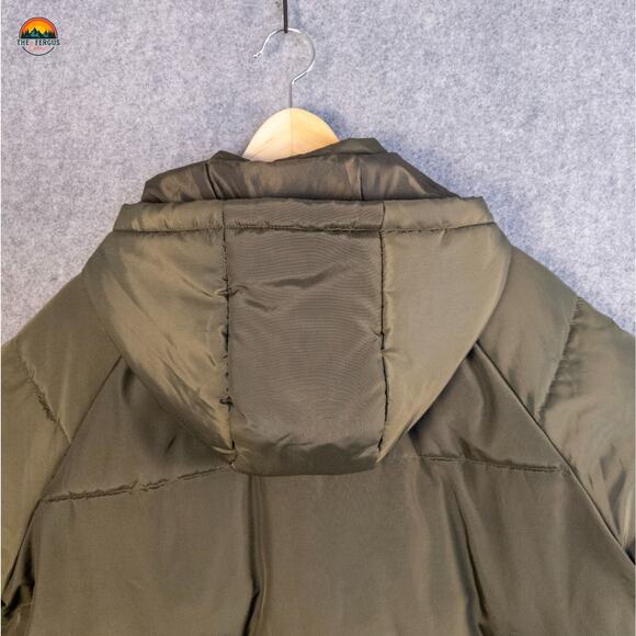 Dip Quilted Puffer Jacket Olive Green Trench Full-Zip Hooded Gorpcore Women's XL - Picture 9 of 12